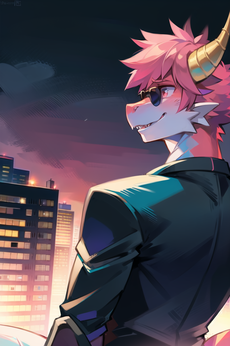 00016-3241079766-1boy, dragon boy, (scalie_1.4),suit, expressionless, light pink short hair, dragon horns, dragon tail, sunglasses, holding gun,.png